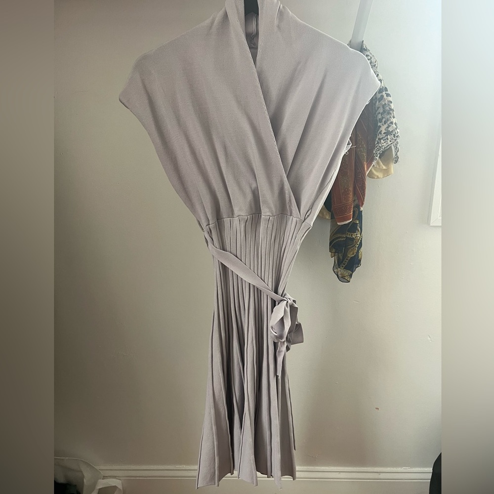 Lavender Lilac Chicwish Dress with Cowl-neck and Pleating Summer Party